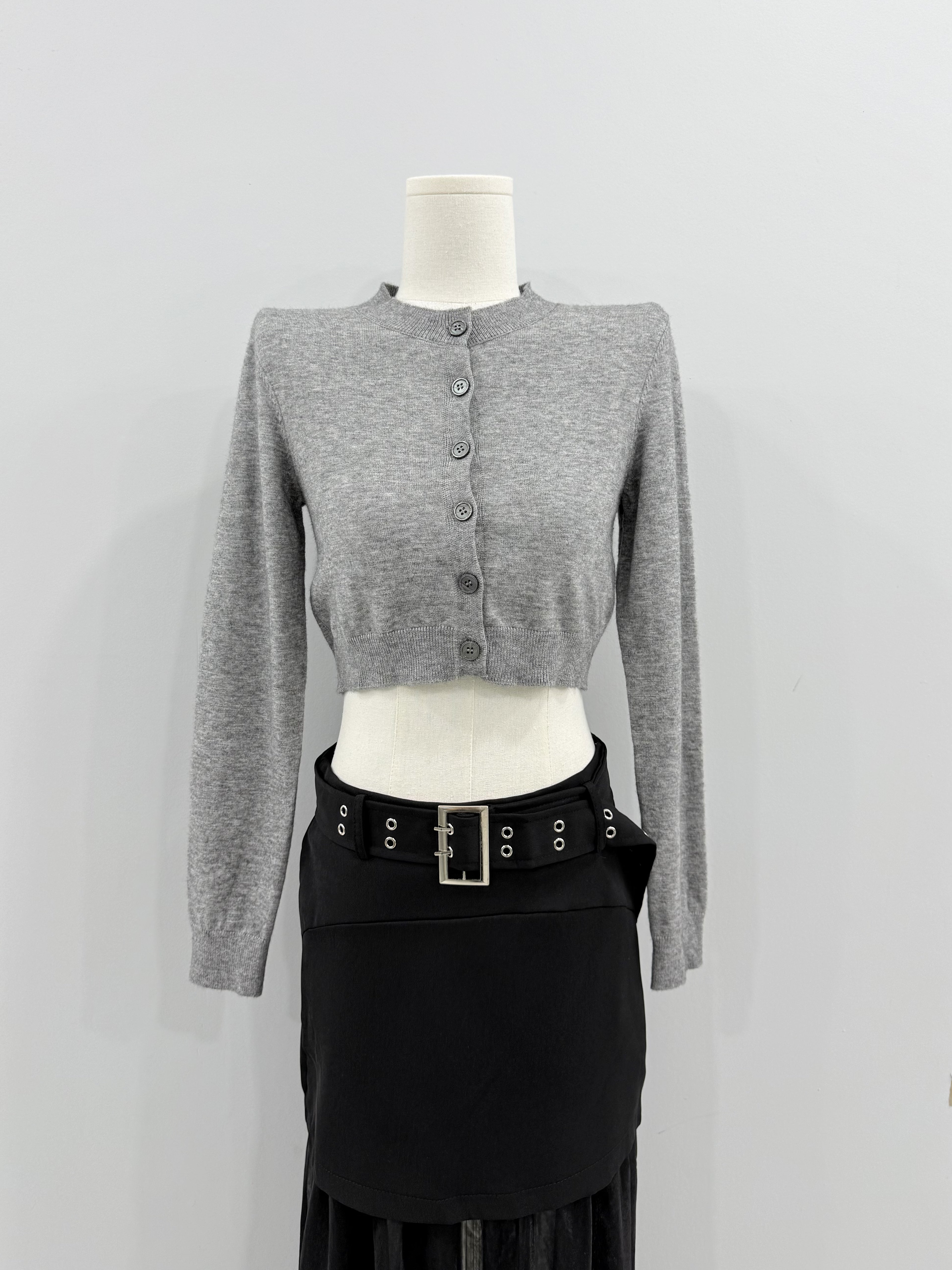 Grey Cropped Cardigan