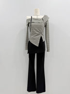Stripe One-Off Shoulder Top