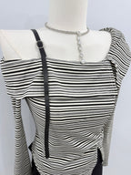 Stripe One-Off Shoulder Top