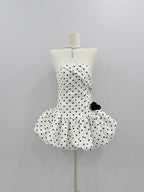 White Dot Stripless Mini Dress