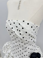 White Dot Stripless Mini Dress