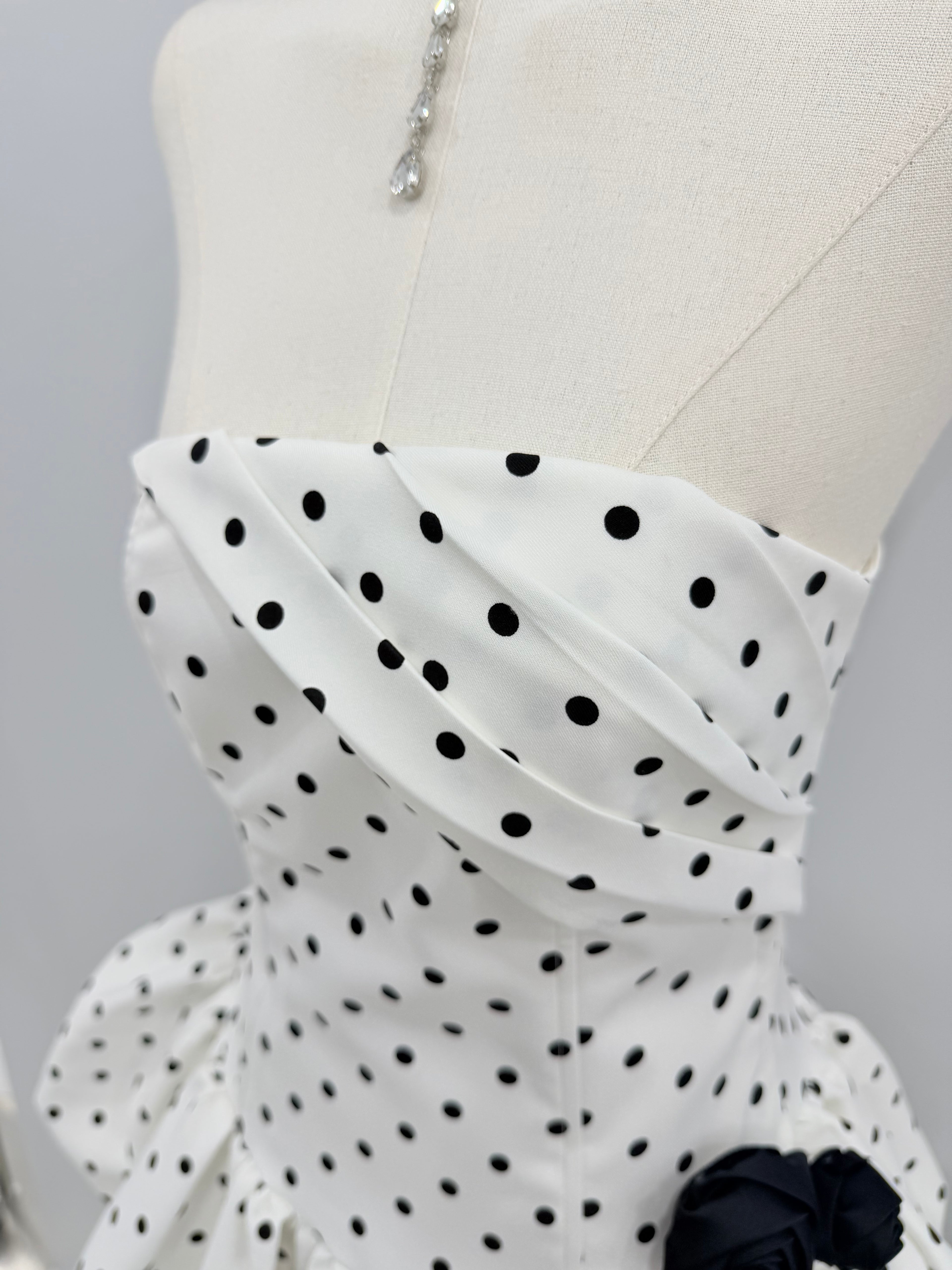 White Dot Stripless Mini Dress