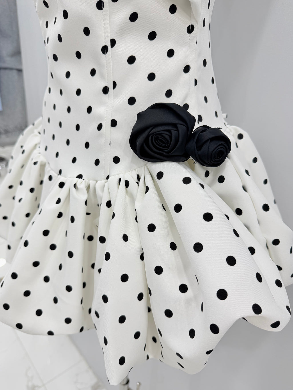 White Dot Stripless Mini Dress