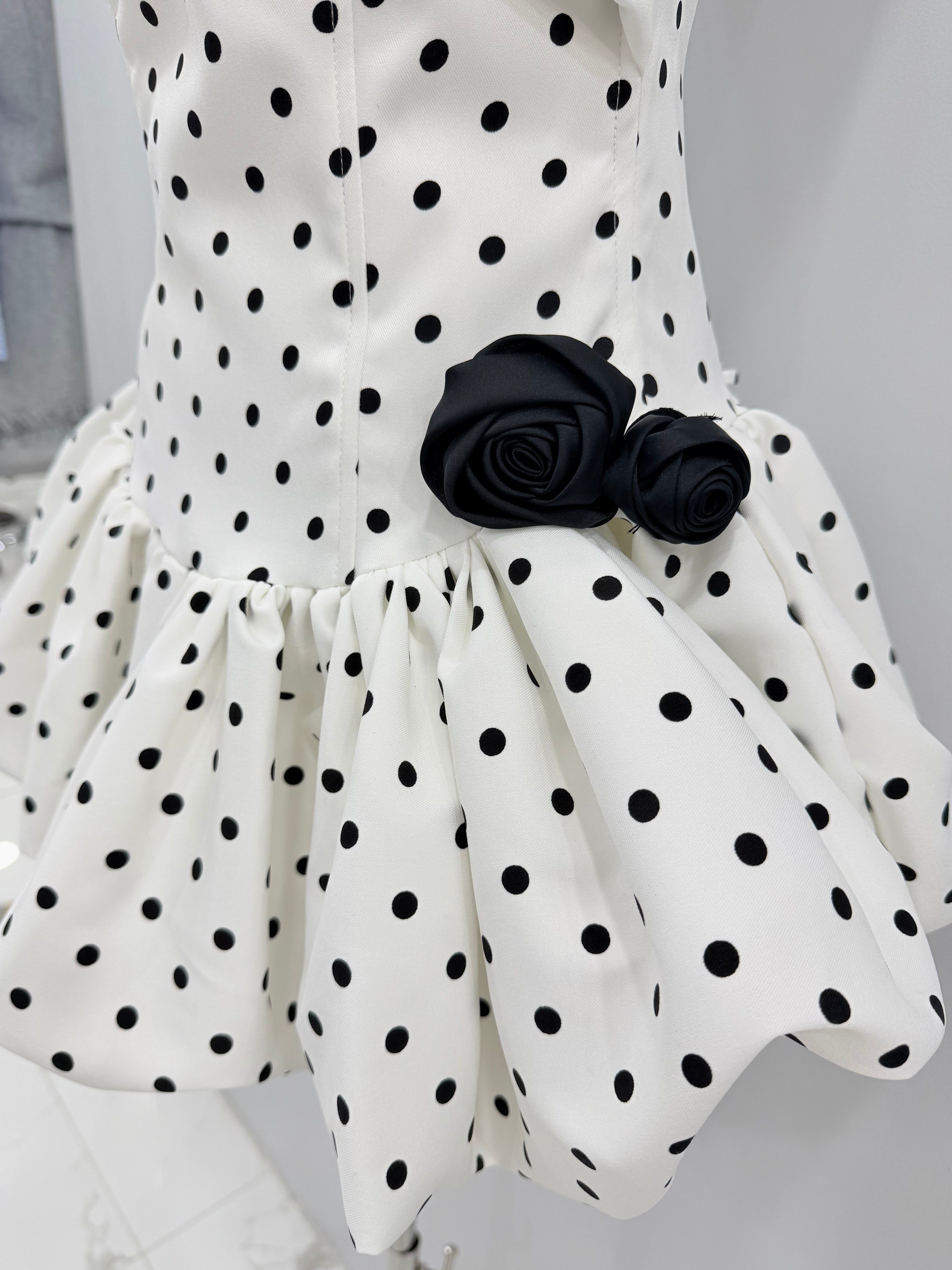 White Dot Stripless Mini Dress